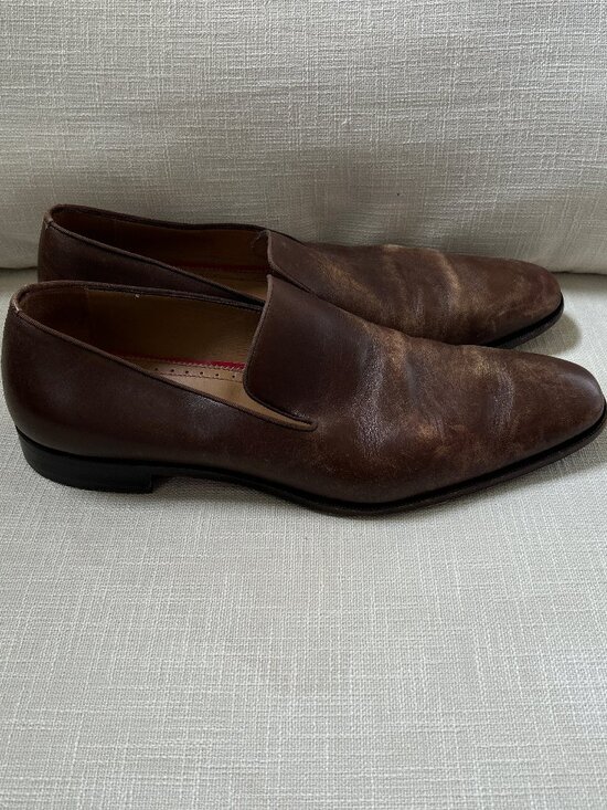 Christian Louboutin ~ Dandelion Brown Distressed Leather Loafers ~ 44 ~ sz. 11 main image 7